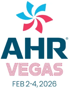 ahr vegas logo red and blue on white background